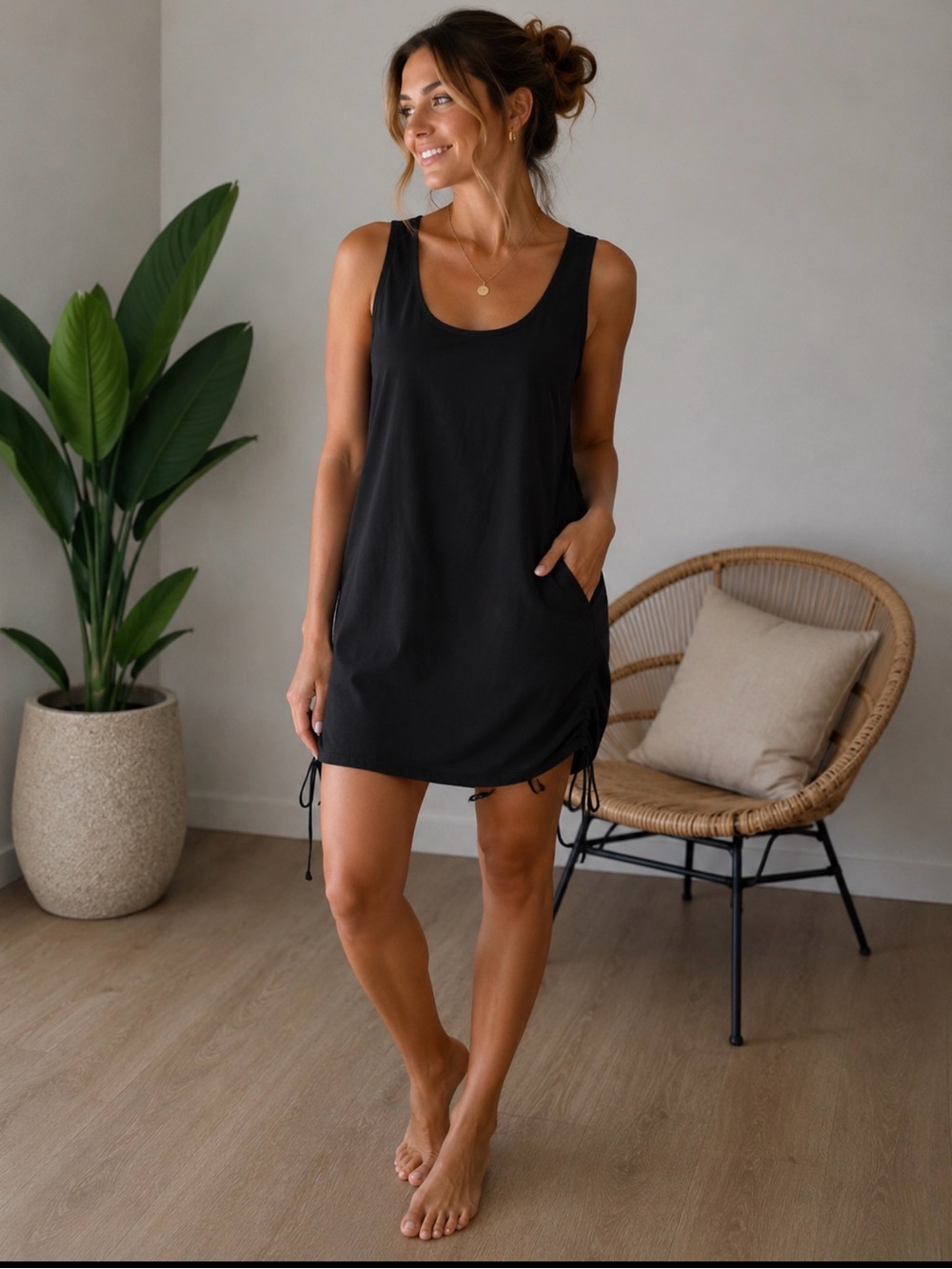 Columbia Black Tank Dress with Logo‎ Tag
